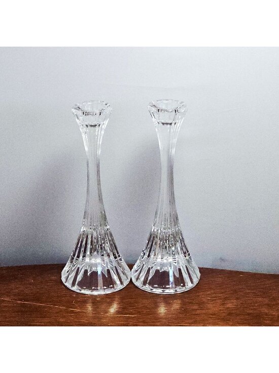 Mikasa Other - 2 Mikasa Park Lane Candlesticks 8" taper candleholder Art Deco regency glam ribb